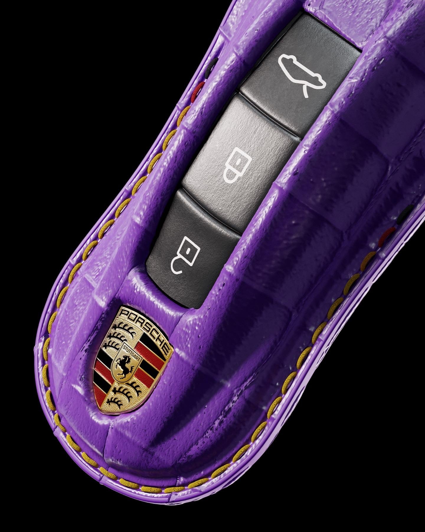 ETK BESPOKE GENUINE PURPLE CROCODILE KEY COVER FOR PORSCHE — VIOLETT GERMAN TRICOLOR SPECIFICATION