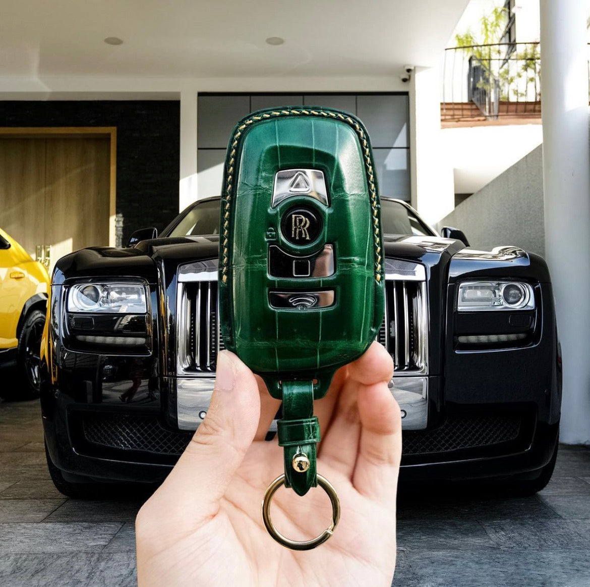 BESPOKE ETK GREEN CROCODILE KEY COVER FOR ROLLS ROYCE