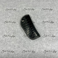 IN STOCK: GLOSSY BLACK CROCODILE WITH WHITE DETAILS "KEYED IGNITION" KEY COVER FOR MERCEDES