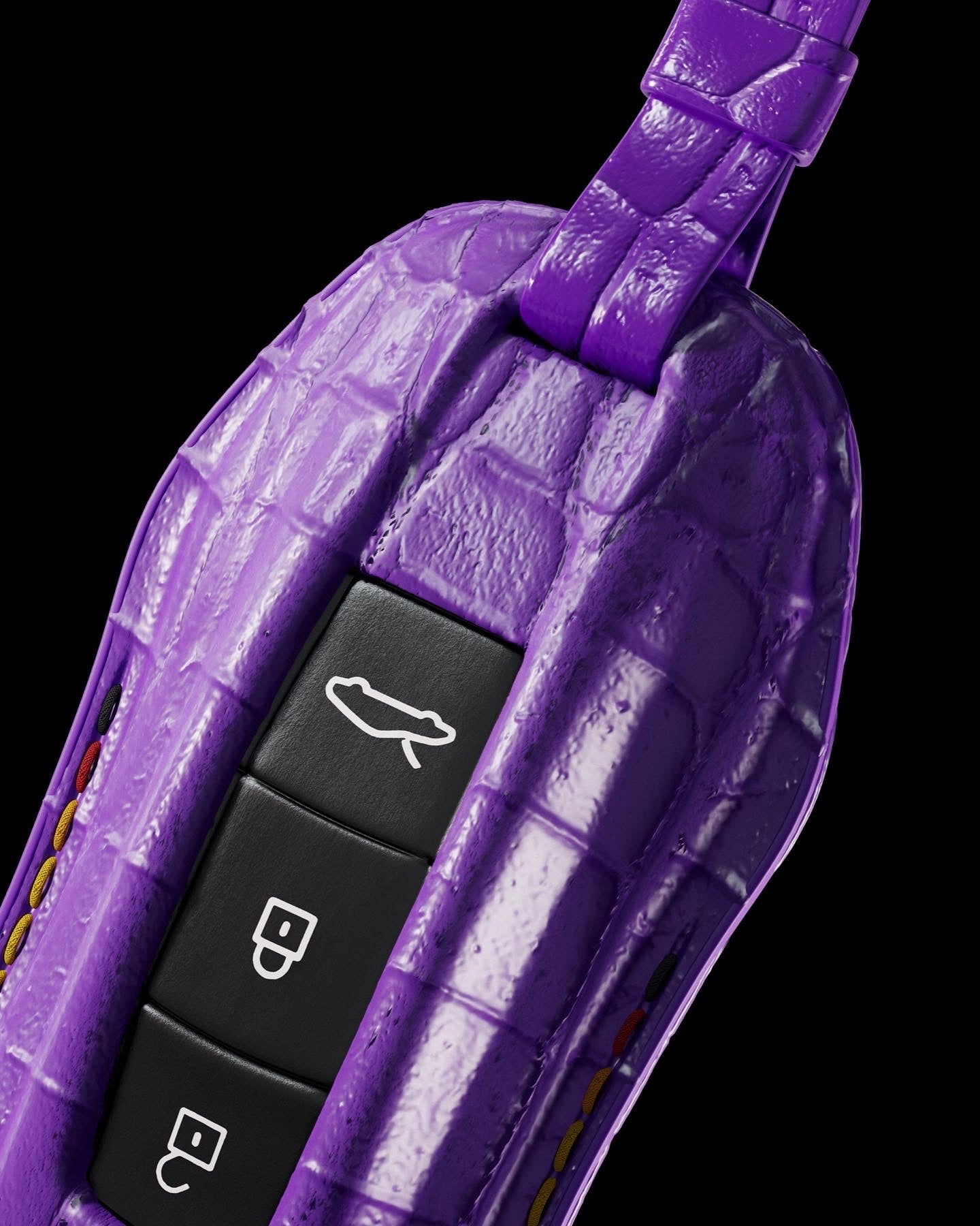 ETK BESPOKE GENUINE PURPLE CROCODILE KEY COVER FOR PORSCHE — VIOLETT GERMAN TRICOLOR SPECIFICATION