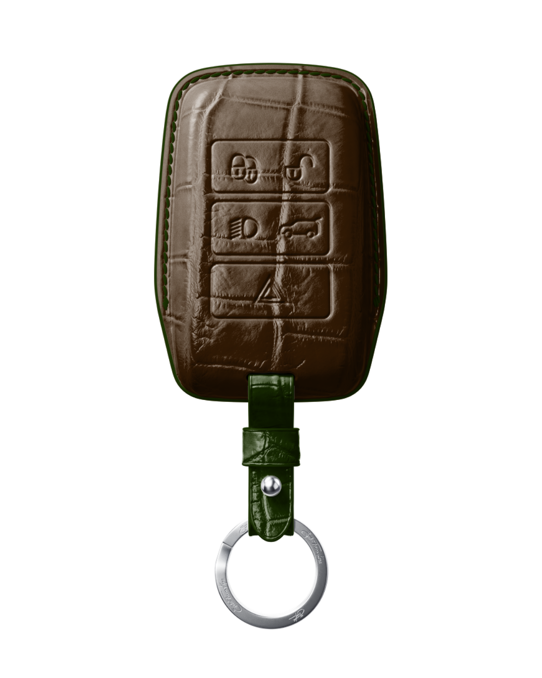 ETK BESPOKE GENUINE CROCODILE KEY COVER FOR LAND ROVER — CLASSIC HERITAGE GREEN SPECIFICATION