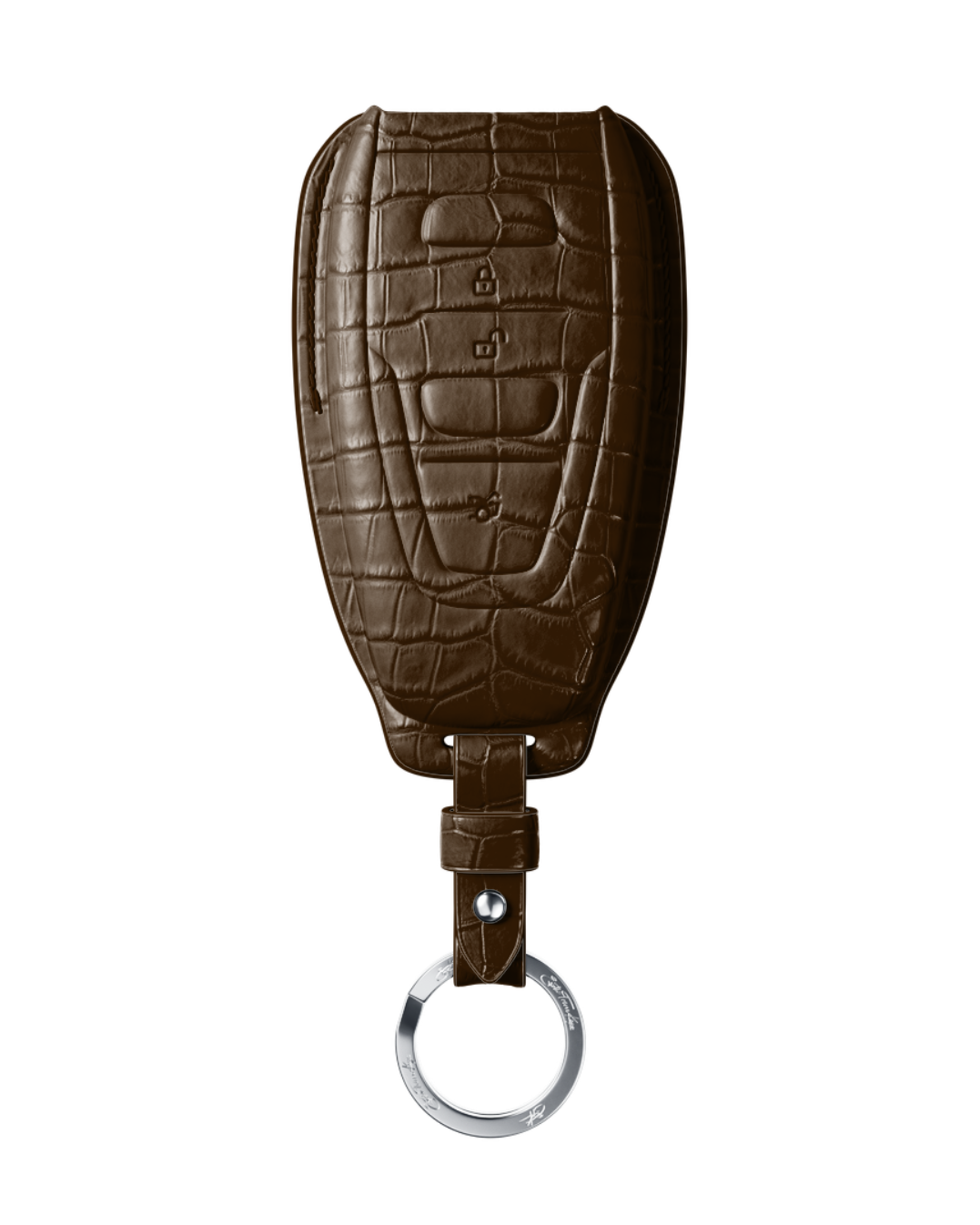 ETK BESPOKE GENUINE CROCODILE KEY COVER FOR ASTON MARTIN — CLASSIC SILVER BADGE SPECIFICATION