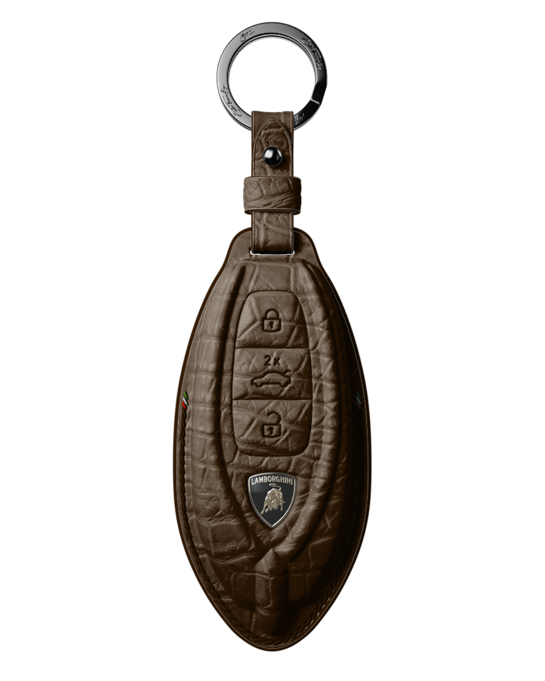 ETK BESPOKE GENUINE CROCODILE KEY COVER FOR LAMBORGHINI TYPE II — CLASSIC ITALIAN TRICOLORE SPECIFICATION