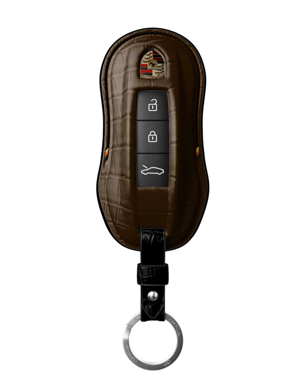 ETK BESPOKE GENUINE CROCODILE KEY COVER FOR PORSCHE — SCHWARZ TRICOLOR SPECIFICATION