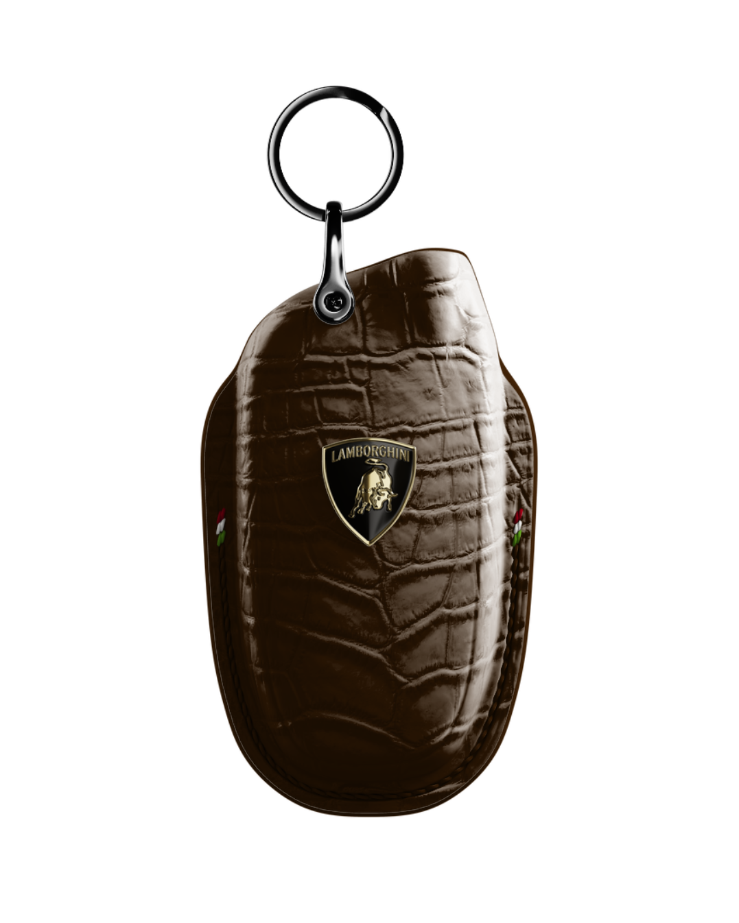 ETK BESPOKE GENUINE CROCODILE KEY COVER FOR LAMBORGHINI TYPE I — CLASSIC ITALIAN TRICOLORE SPECIFICATION