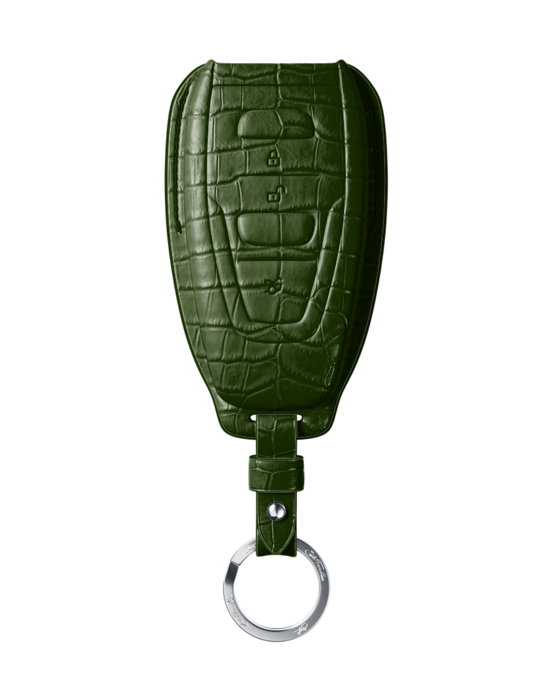 ETK BESPOKE GENUINE CROCODILE KEY COVER FOR ASTON MARTIN — CLASSIC SILVER BADGE SPECIFICATION