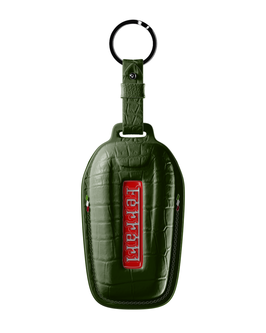 ETK BESPOKE GENUINE CROCODILE KEY COVER FOR FERRARI TYPE I — CLASSIC ITALIAN TRICOLORE SPECIFICATION