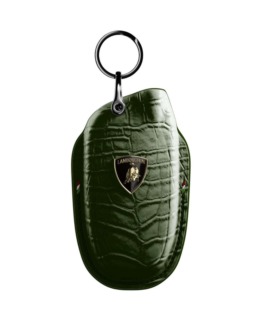 ETK BESPOKE GENUINE CROCODILE KEY COVER FOR LAMBORGHINI TYPE I — CLASSIC ITALIAN TRICOLORE SPECIFICATION
