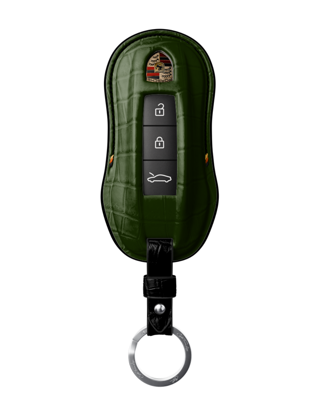 ETK BESPOKE GENUINE CROCODILE KEY COVER FOR PORSCHE — SCHWARZ TRICOLOR SPECIFICATION