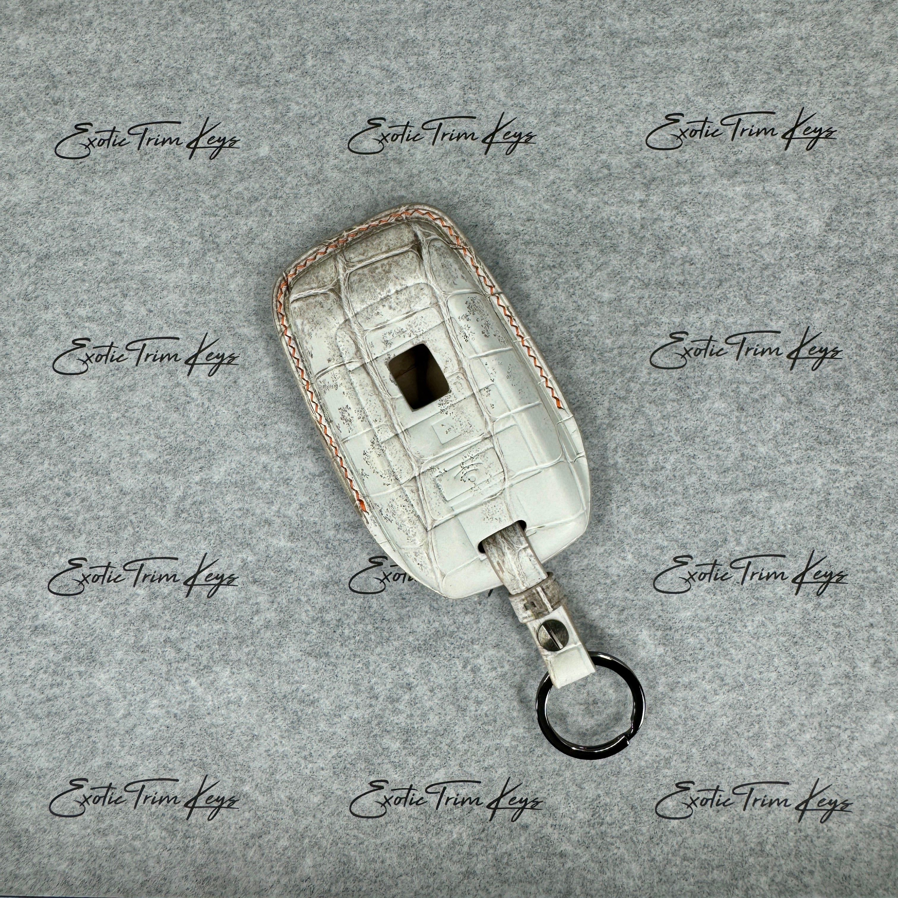 IN STOCK: NATURAL HIMALAYAN CROCODILE WITH ORANGE DETAILS KEY COVER FOR ROLLS ROYCE
