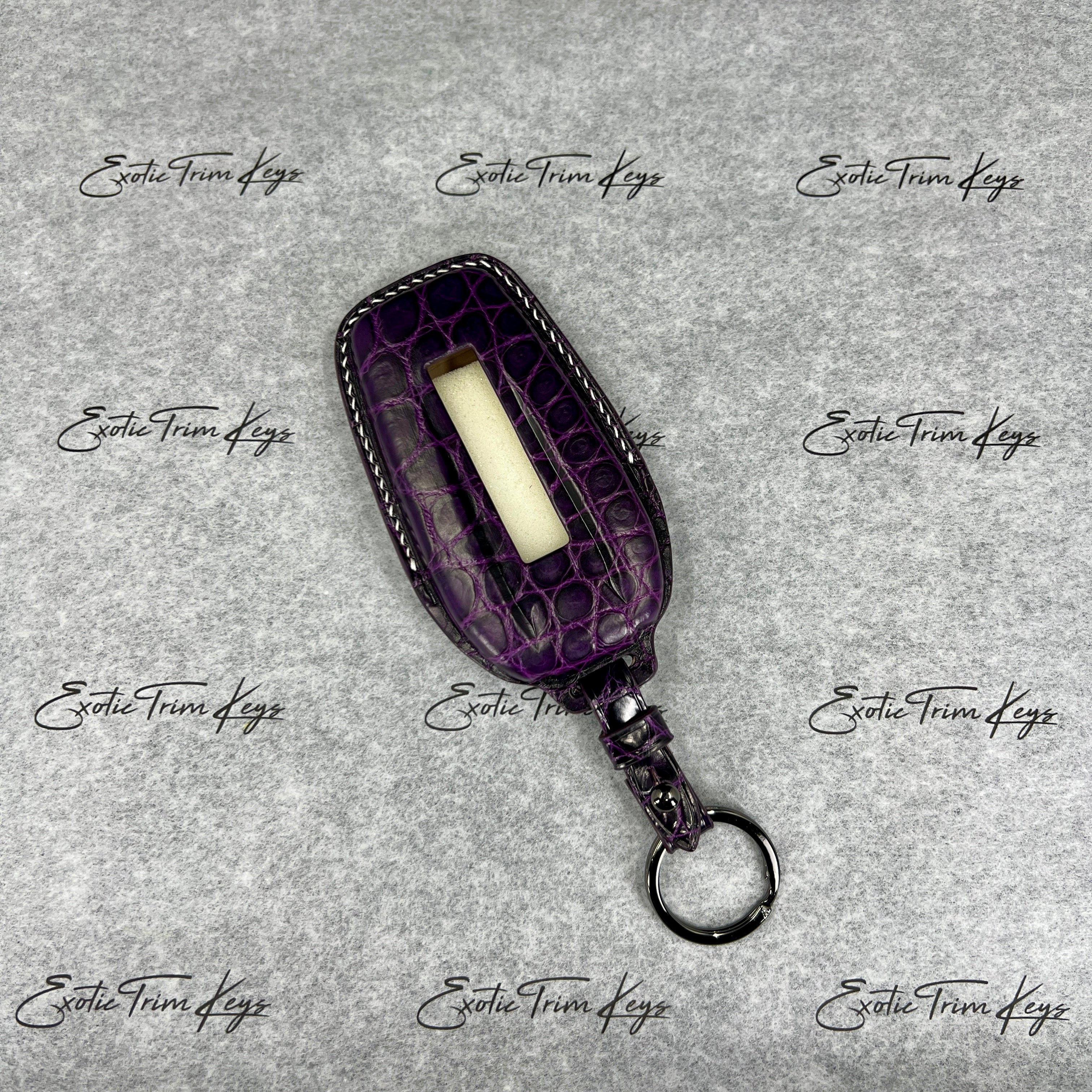 IN STOCK: GLOSSY PURPLE CROCODILE WITH WHITE DETAILS KEY COVER FOR FERRARI