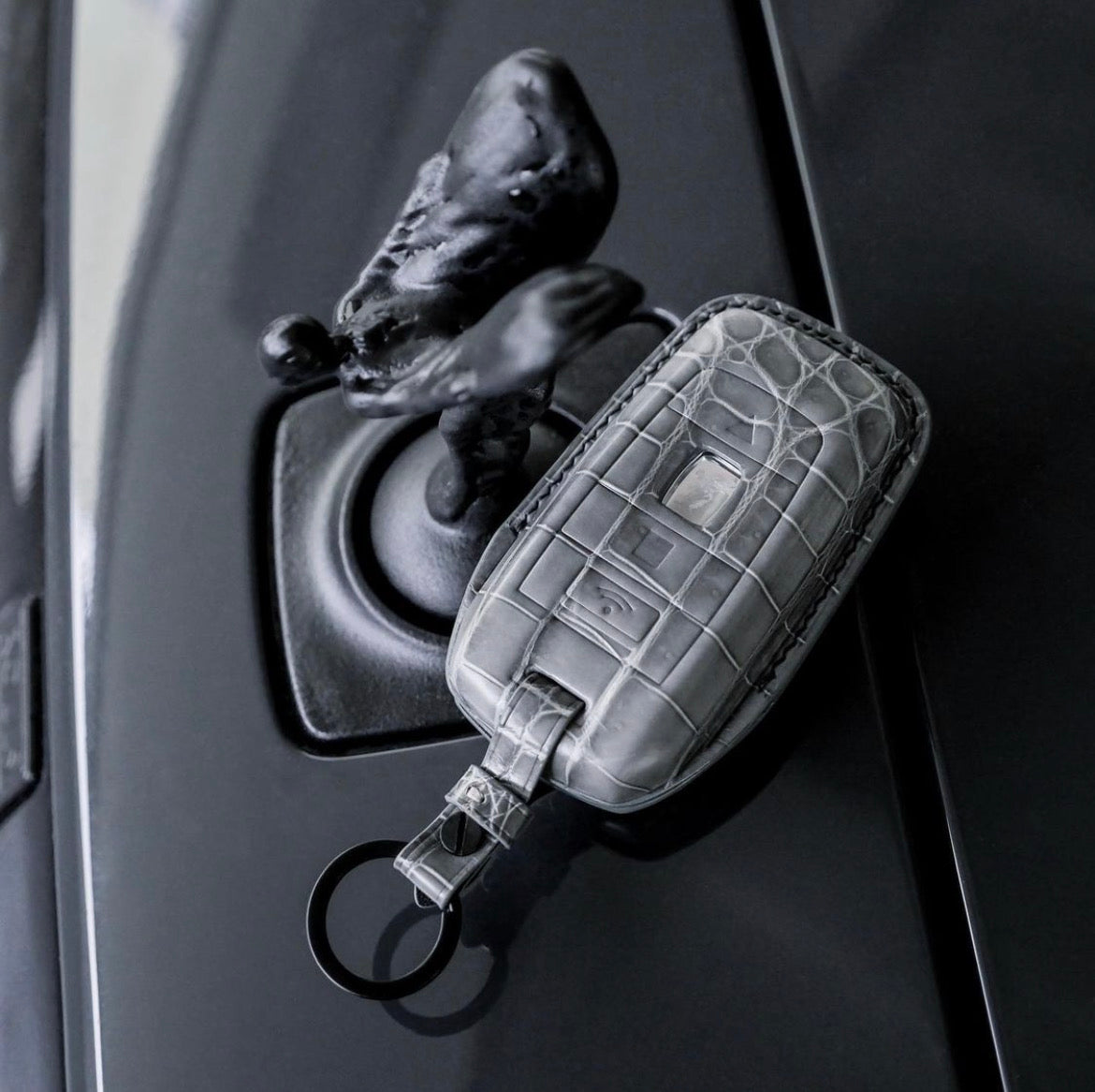 BESPOKE ETK GREY CROCODILE KEY COVER FOR ROLLS ROYCE