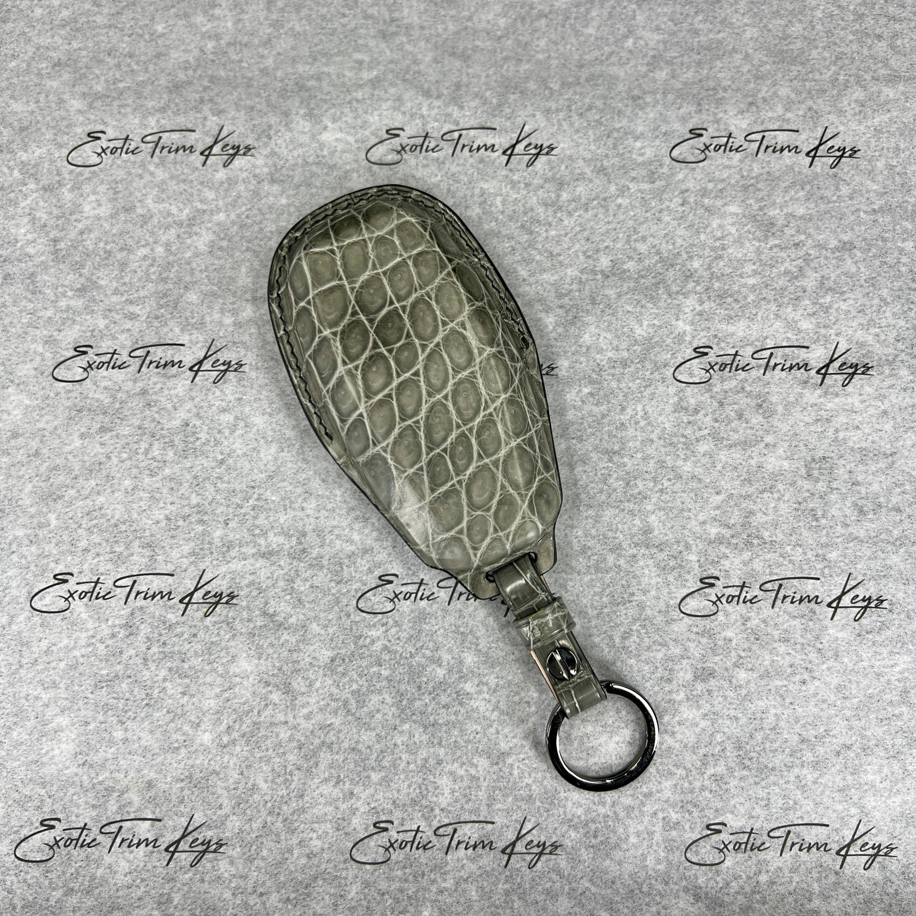 IN STOCK: GLOSSY GREY CROCODILE WITH BLACK DETAILS KEY COVER FOR ASTON MARTIN