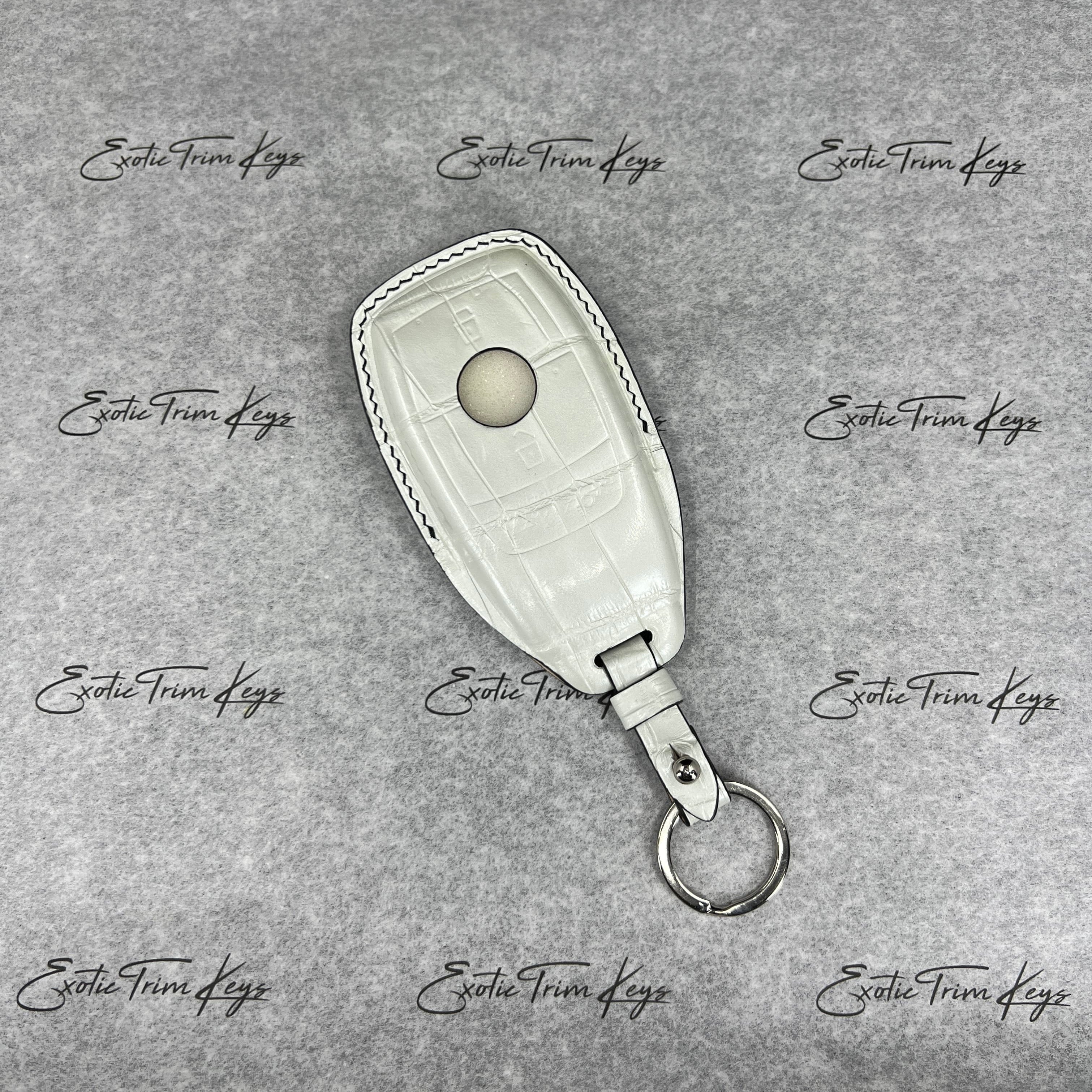 IN STOCK: PEARL WHITE CROCODILE WITH BLACK DETAILS KEY COVER FOR MAYBACH