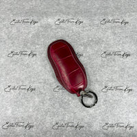 IN STOCK: WINE RED CROCODILE WITH BLACK DETAILS KEY COVER FOR PORSCHE