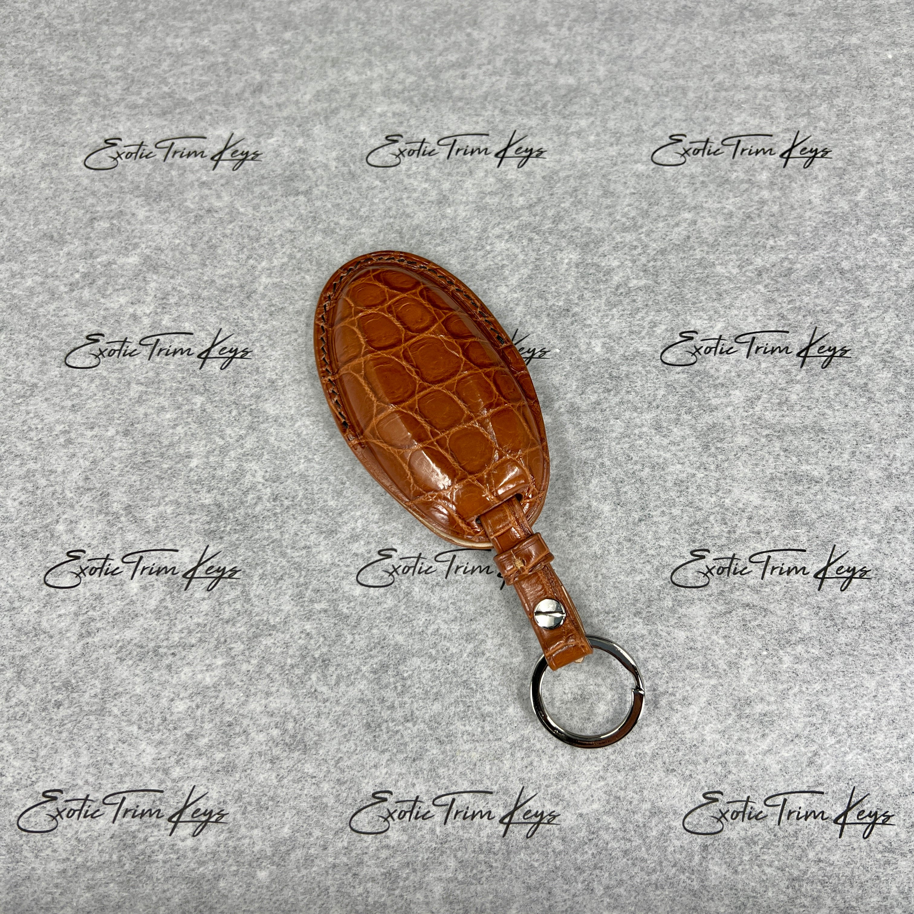 IN STOCK: CARAMEL CROCODILE WITH BLACK DETAILS KEY COVER FOR NISSAN