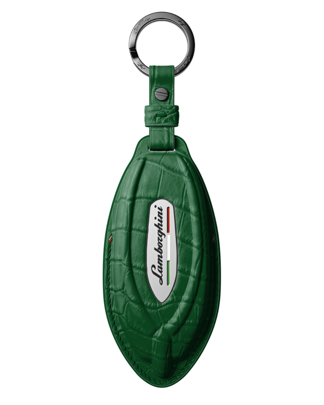 ETK BESPOKE GENUINE CROCODILE KEY COVER FOR LAMBORGHINI TYPE II — CLASSIC ITALIAN TRICOLORE SPECIFICATION