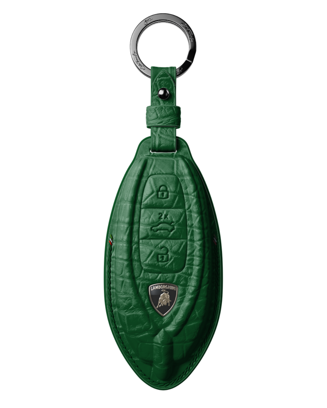 ETK BESPOKE GENUINE CROCODILE KEY COVER FOR LAMBORGHINI TYPE II — CLASSIC ITALIAN TRICOLORE SPECIFICATION