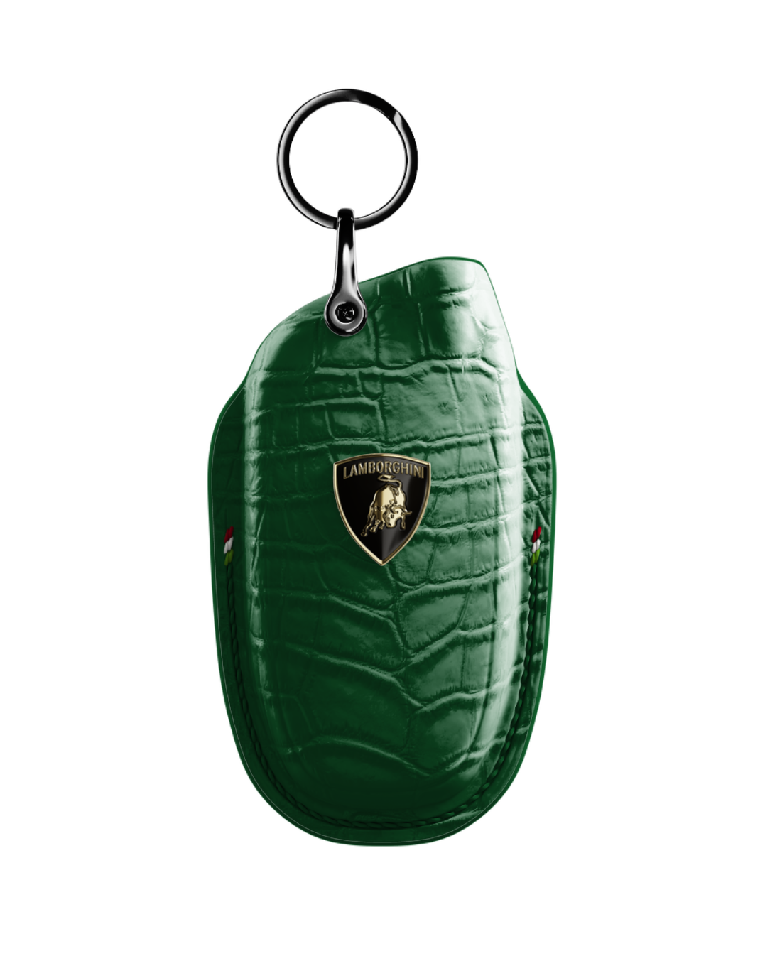 ETK BESPOKE GENUINE CROCODILE KEY COVER FOR LAMBORGHINI TYPE I — CLASSIC ITALIAN TRICOLORE SPECIFICATION