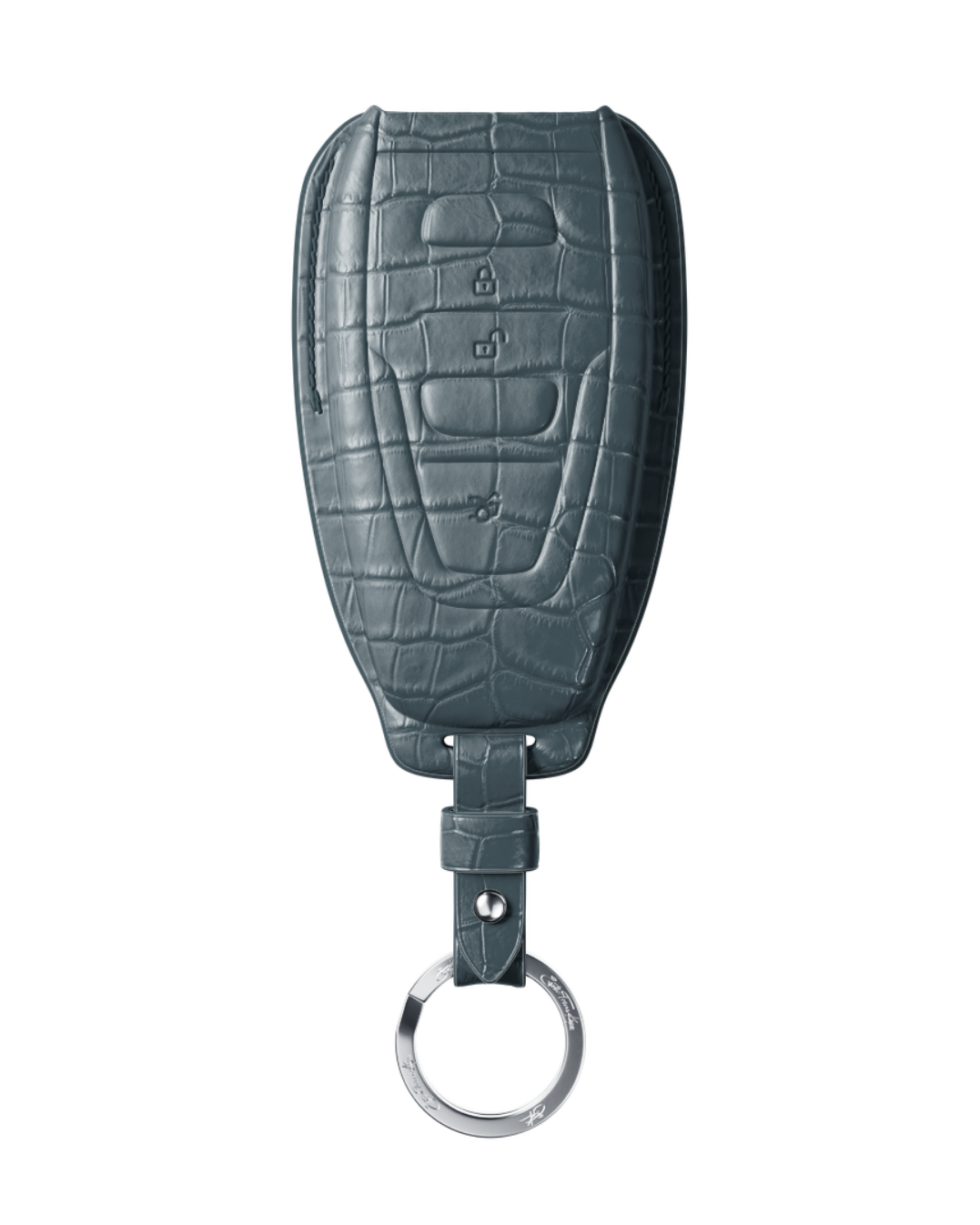 ETK BESPOKE GENUINE CROCODILE KEY COVER FOR ASTON MARTIN — CLASSIC SILVER BADGE SPECIFICATION