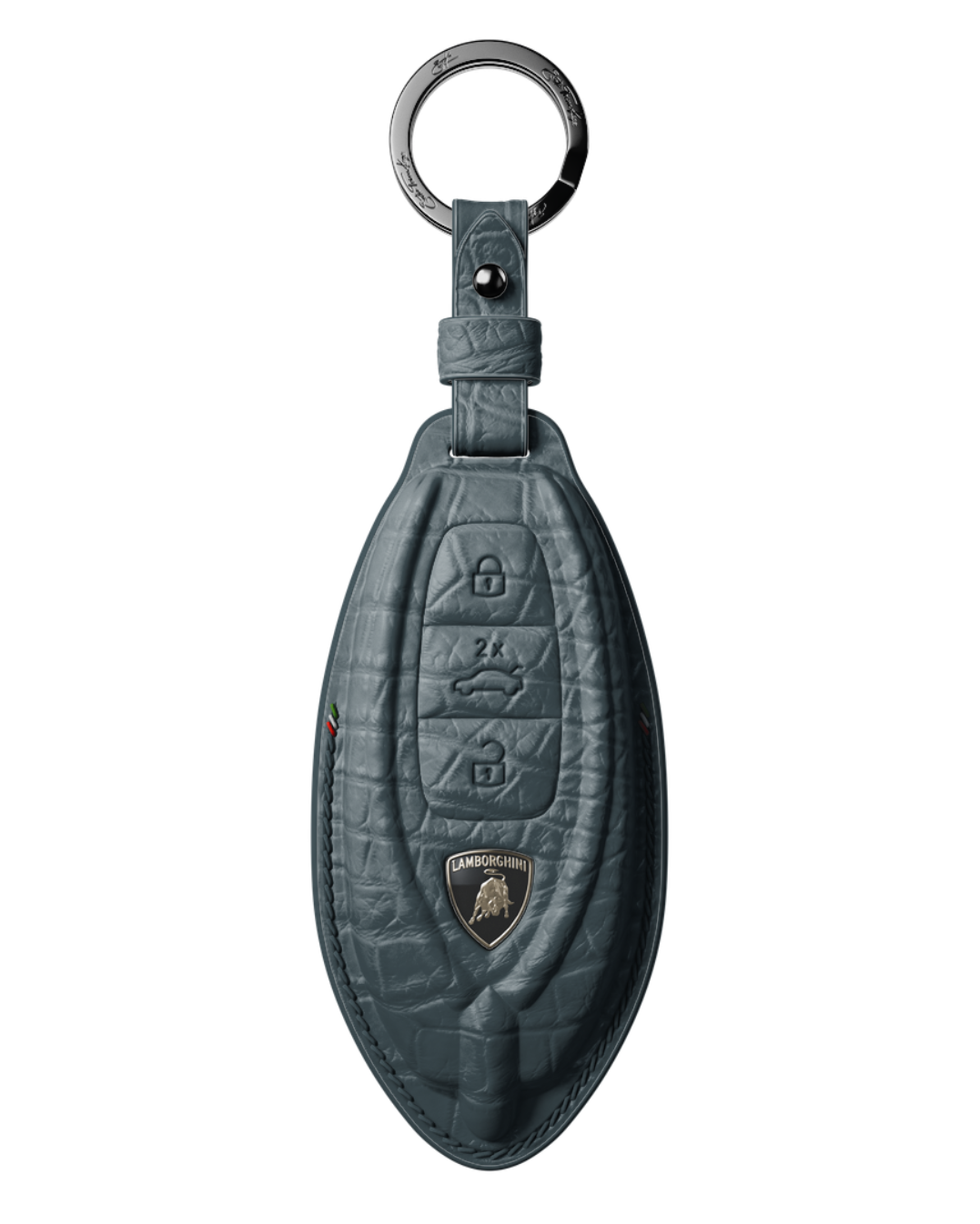ETK BESPOKE GENUINE CROCODILE KEY COVER FOR LAMBORGHINI TYPE II — CLASSIC ITALIAN TRICOLORE SPECIFICATION