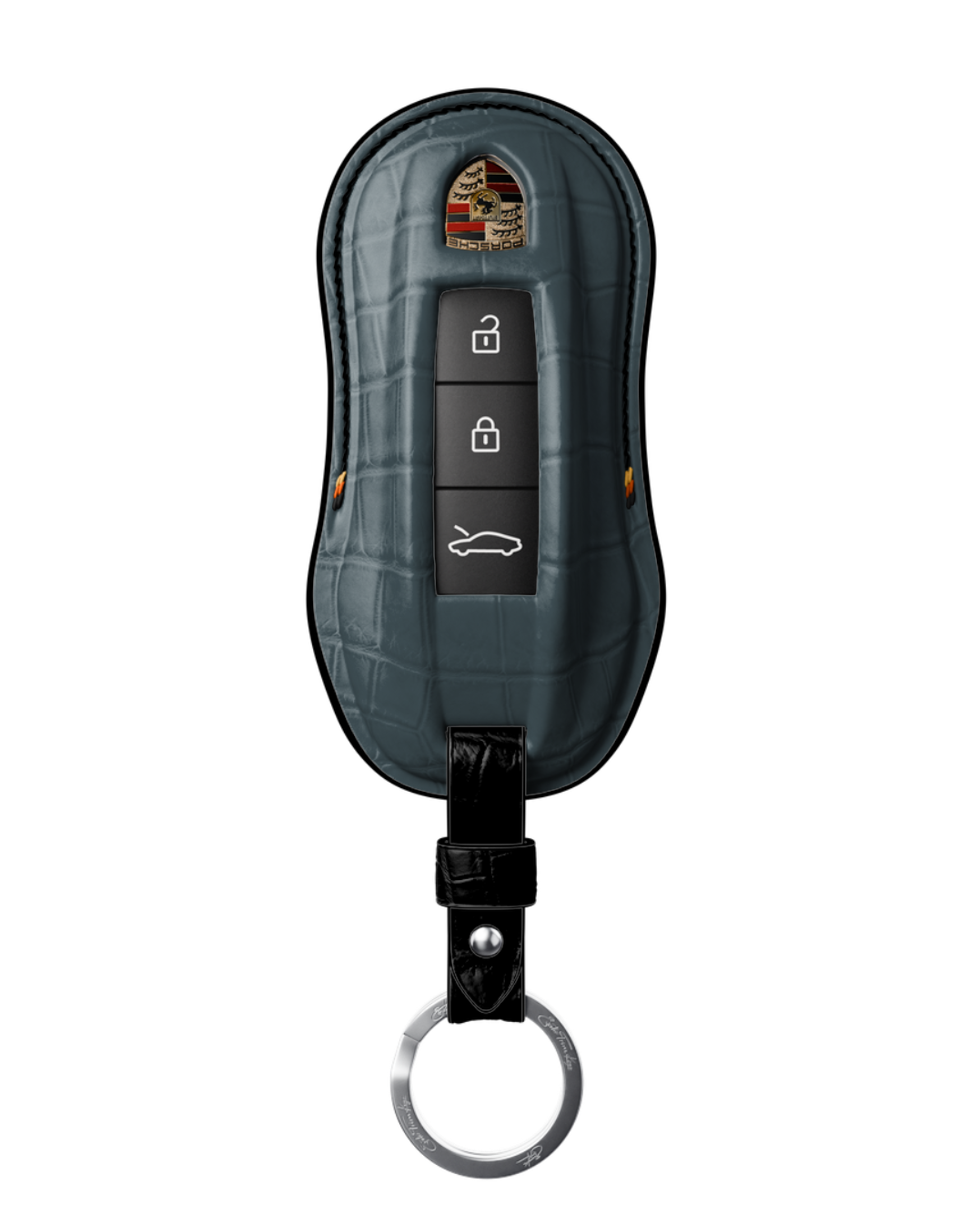 ETK BESPOKE GENUINE CROCODILE KEY COVER FOR PORSCHE — SCHWARZ TRICOLOR SPECIFICATION