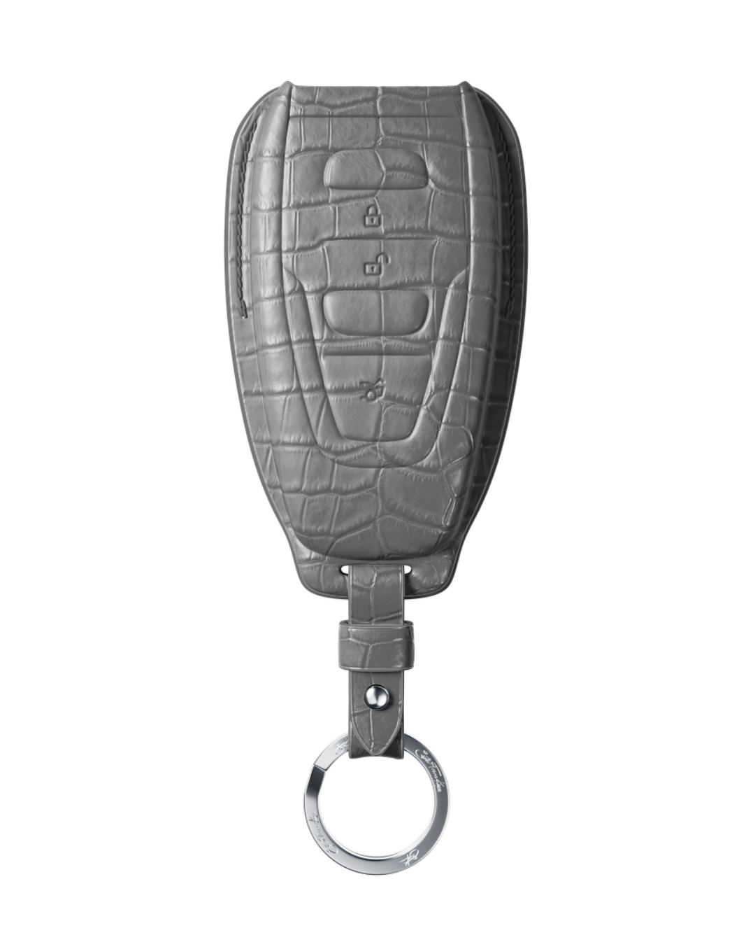 ETK BESPOKE GENUINE CROCODILE KEY COVER FOR ASTON MARTIN — CLASSIC SILVER BADGE SPECIFICATION