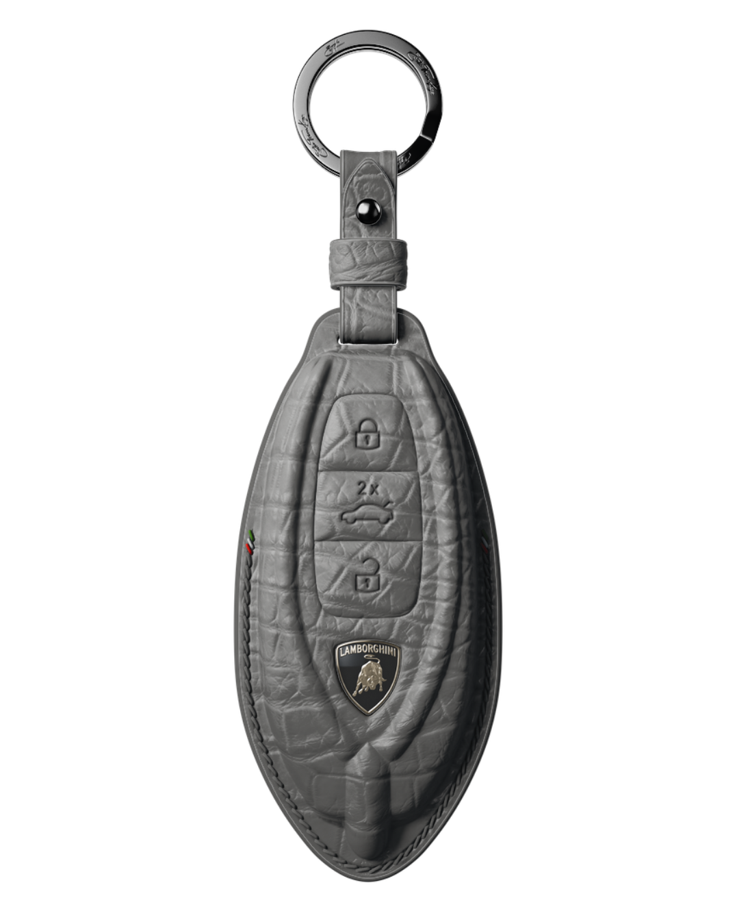 ETK BESPOKE GENUINE CROCODILE KEY COVER FOR LAMBORGHINI TYPE II — CLASSIC ITALIAN TRICOLORE SPECIFICATION