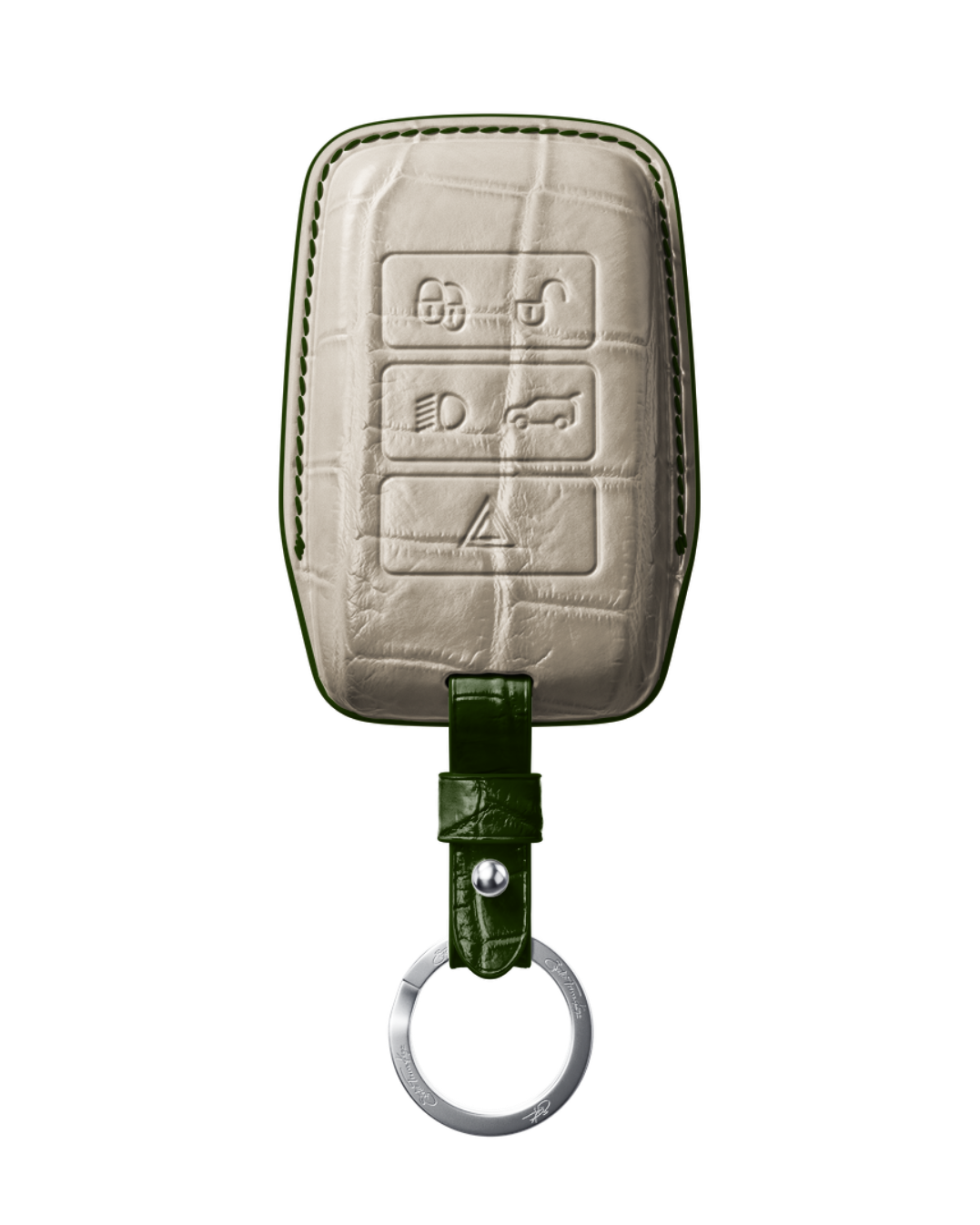 ETK BESPOKE GENUINE CROCODILE KEY COVER FOR LAND ROVER — CLASSIC HERITAGE GREEN SPECIFICATION
