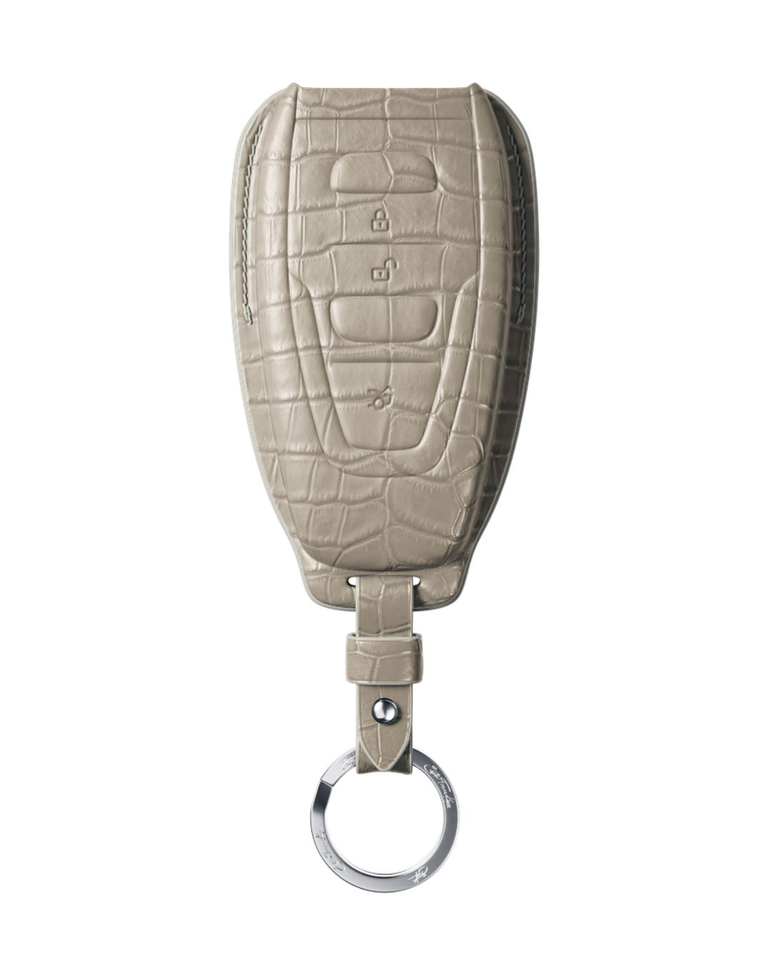 ETK BESPOKE GENUINE CROCODILE KEY COVER FOR ASTON MARTIN — CLASSIC SILVER BADGE SPECIFICATION