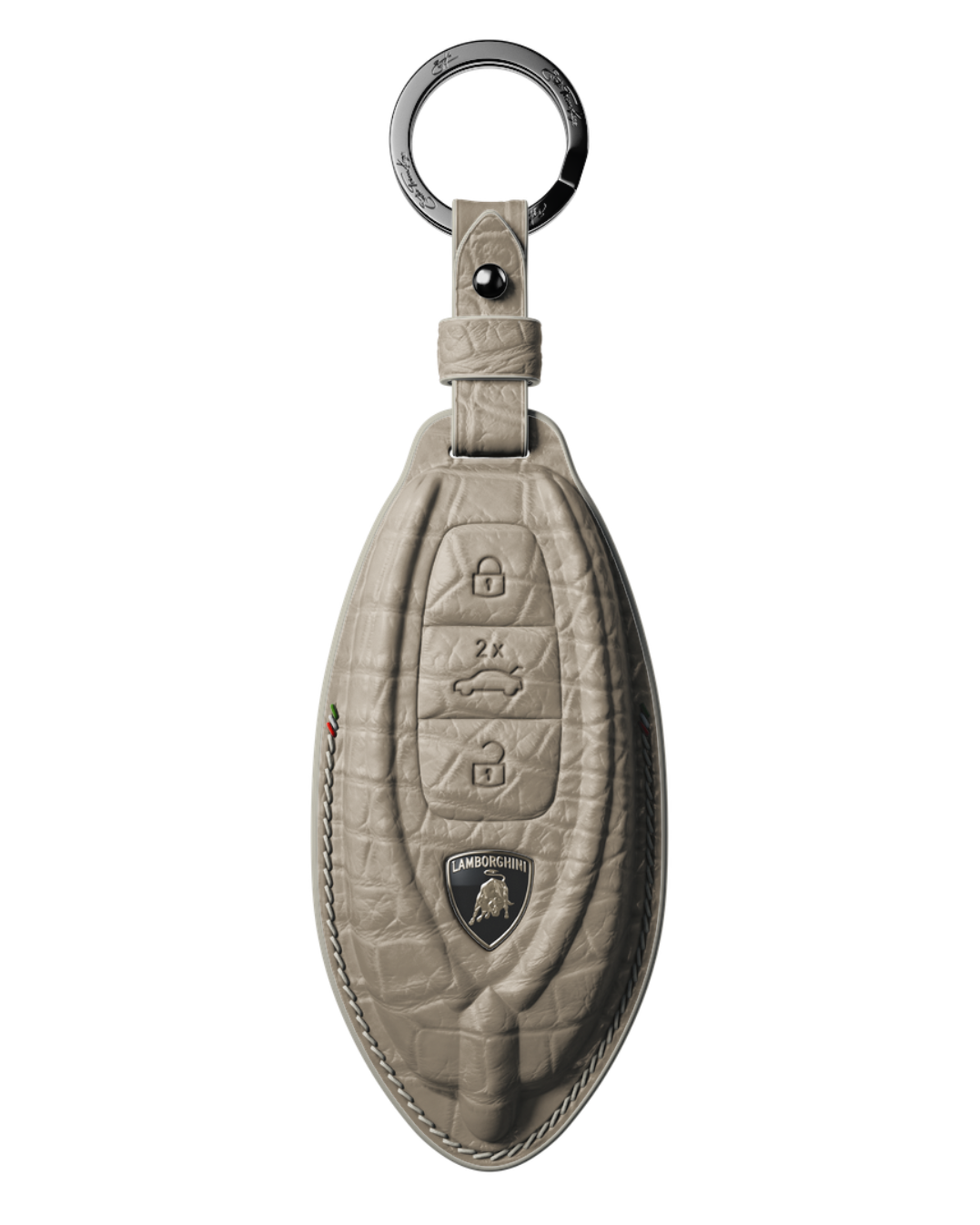 ETK BESPOKE GENUINE CROCODILE KEY COVER FOR LAMBORGHINI TYPE II — CLASSIC ITALIAN TRICOLORE SPECIFICATION