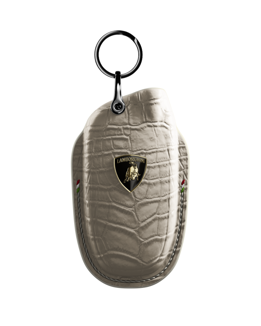 ETK BESPOKE GENUINE CROCODILE KEY COVER FOR LAMBORGHINI TYPE I — CLASSIC ITALIAN TRICOLORE SPECIFICATION