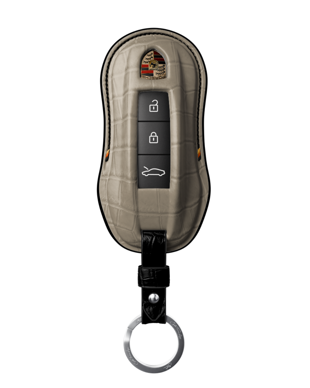 ETK BESPOKE GENUINE CROCODILE KEY COVER FOR PORSCHE — SCHWARZ TRICOLOR SPECIFICATION