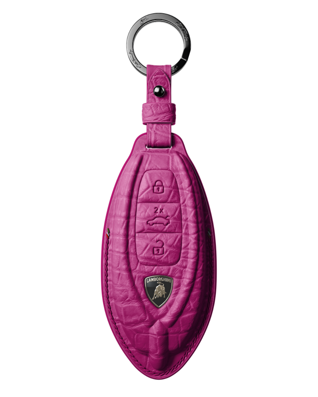 ETK BESPOKE GENUINE CROCODILE KEY COVER FOR LAMBORGHINI TYPE II — CLASSIC ITALIAN TRICOLORE SPECIFICATION