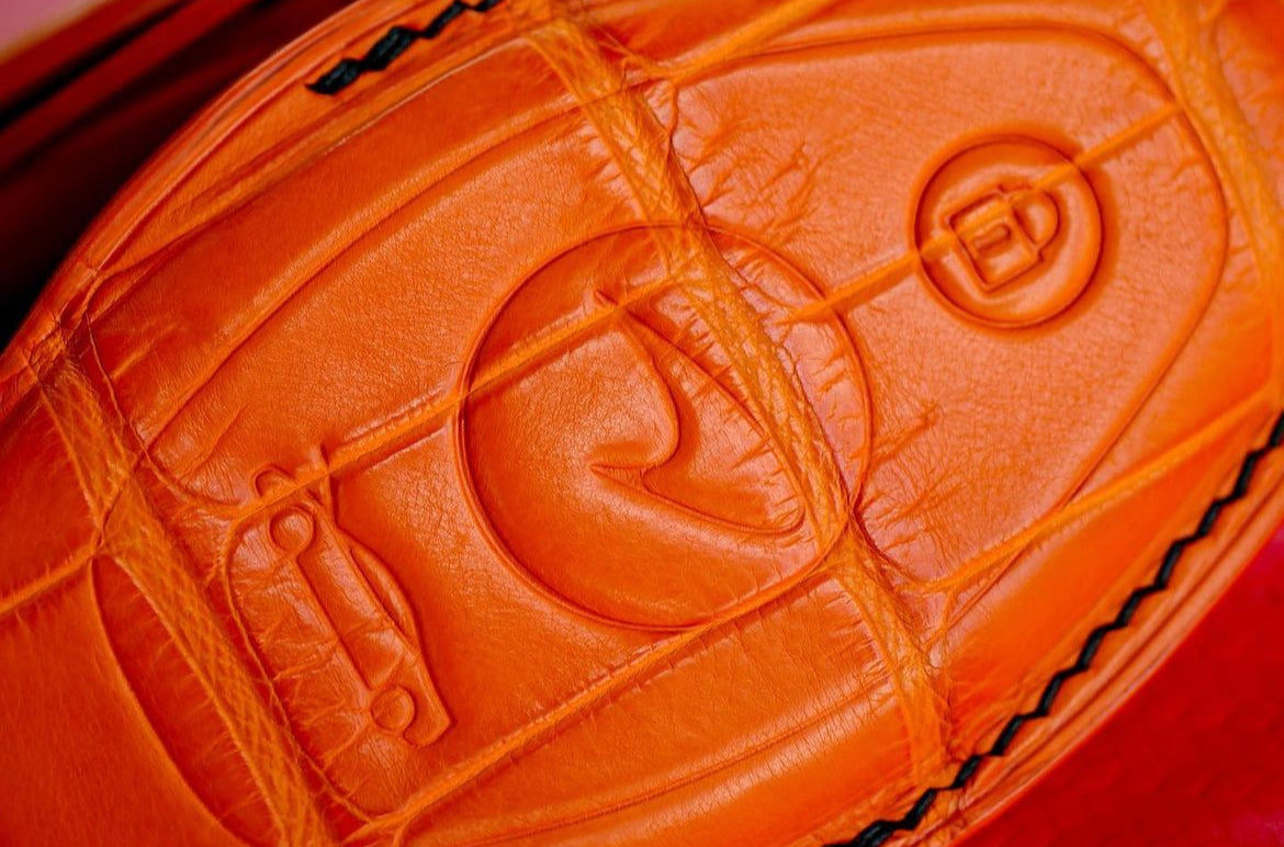 ETK BESPOKE ORANGE CROCODILE KEY COVER FOR MCLAREN — BLACK DETAILS