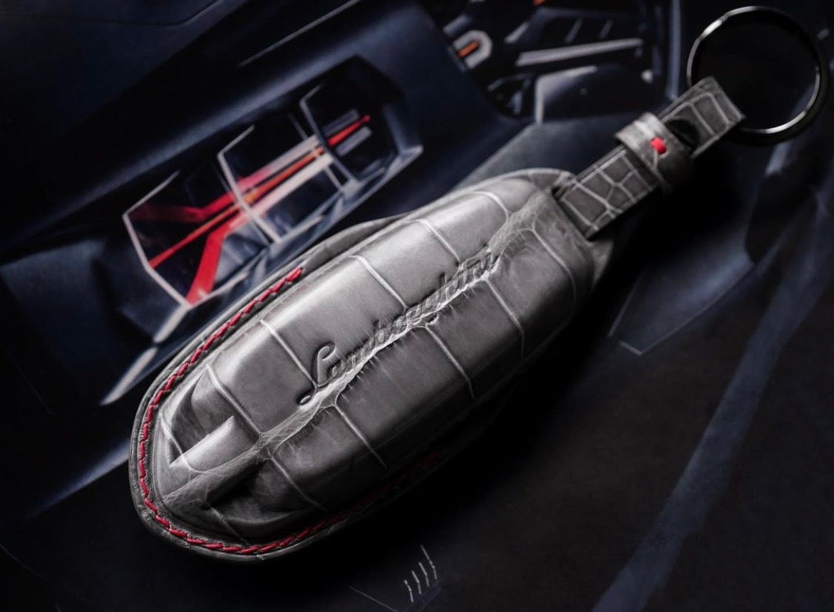 ETK BESPOKE GREY CROCODILE KEY COVER FOR LAMBORGHINI — RED DETAILS