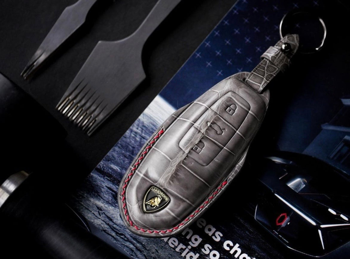 ETK BESPOKE GREY CROCODILE KEY COVER FOR LAMBORGHINI — RED DETAILS