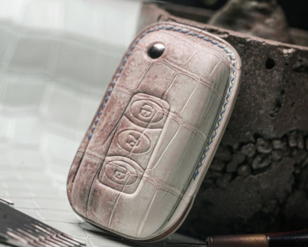 ETK BESPOKE HIMALAYAN CROCODILE KEY COVER FOR BENTLEY — BLUE & GREY DETAILS