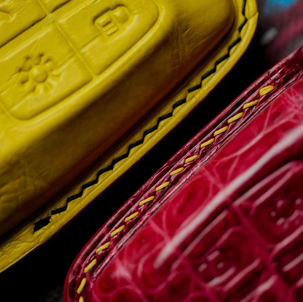 ETK BESPOKE RED & YELLOW CROCODILE KEY COVER SET FOR FERRARI — SET FOR TWO