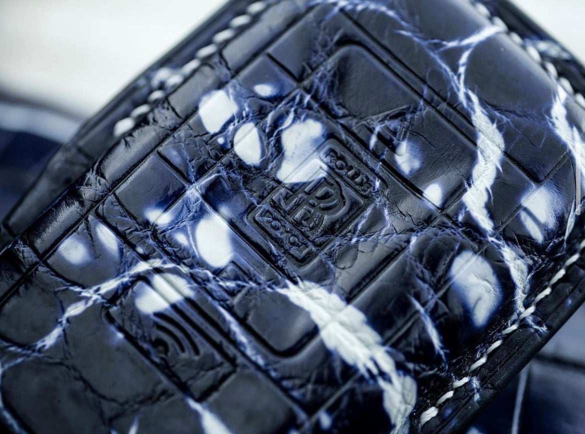 ETK BESPOKE CUSTOM HAND-DYED CROCODILE KEY COVER FOR ROLLS ROYCE — WHITE DETAILS