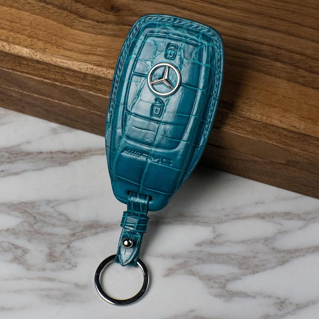 ETK BESPOKE TURQUOISE CROCODILE KEY COVER FOR MERCEDES — BLUE DETAILS