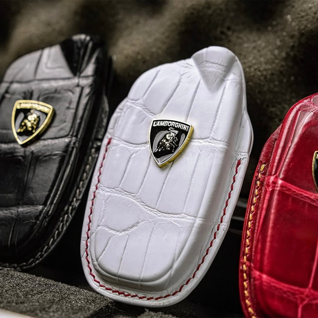 ETK BESPOKE RED, WHITE & BLACK CROCODILE KEY COVER SET FOR LAMBORGHINI — SET OF 3