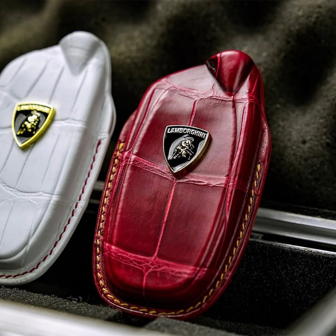 ETK BESPOKE RED, WHITE & BLACK CROCODILE KEY COVER SET FOR LAMBORGHINI — SET OF 3