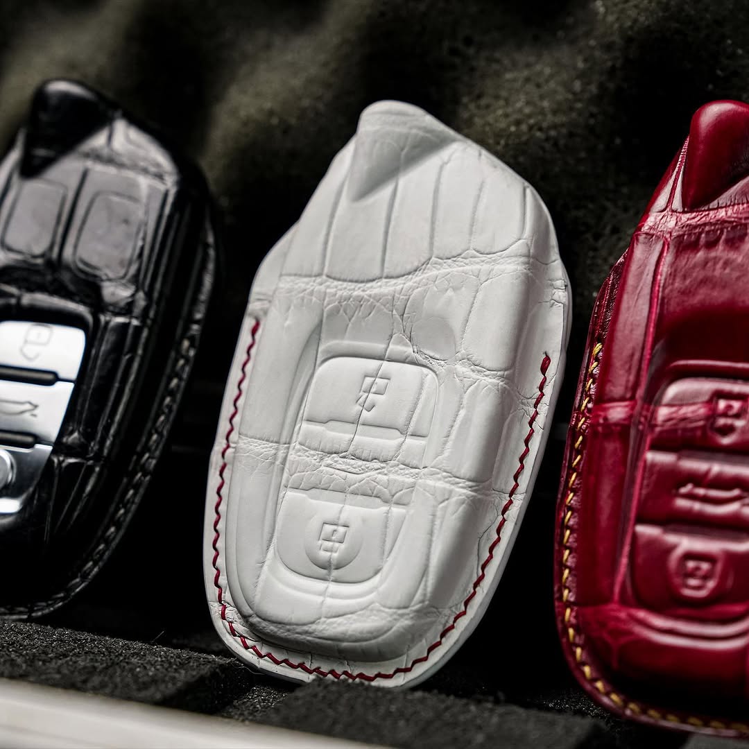ETK BESPOKE RED, WHITE & BLACK CROCODILE KEY COVER SET FOR LAMBORGHINI — SET OF 3