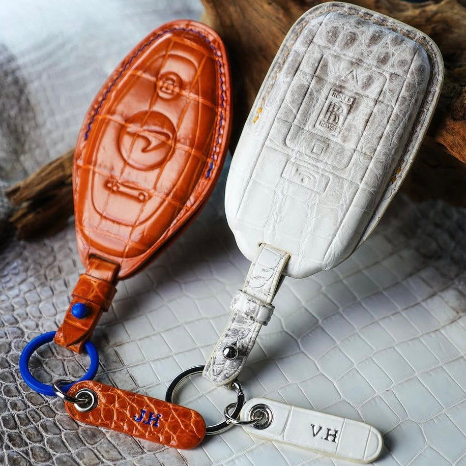 ETK BESPOKE MCLAREN & ROLLS-ROYCE CROCODILE KEY COVER SET — SET OF 2