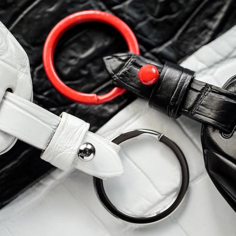 ETK BESPOKE WHITE & BLACK CROCODILE KEY COVER SET FOR BENTLEY — SET OF 2