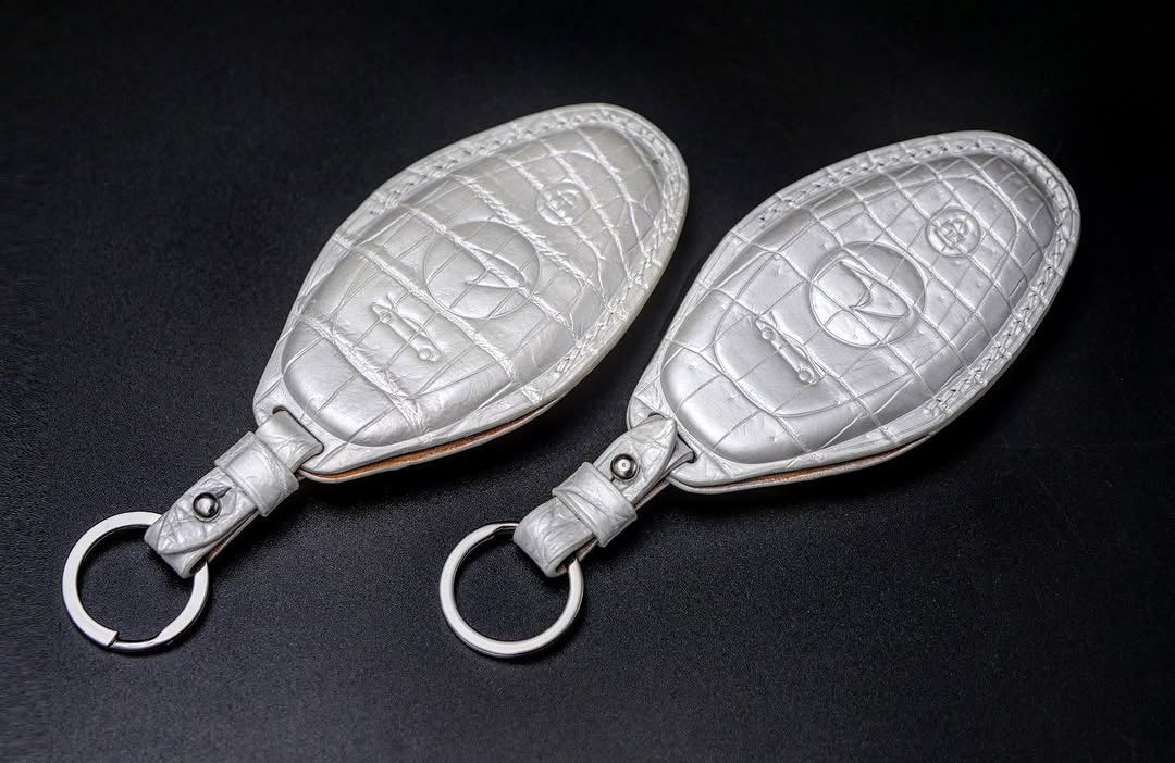 ETK BESPOKE PEARL WHITE CROCODILE KEY COVER SET FOR MCLAREN — SET OF 2