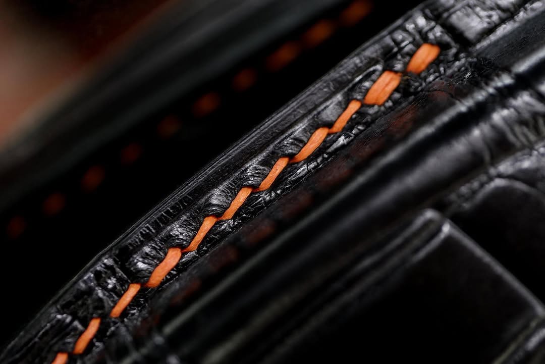 ETK BESPOKE BLACK CROCODILE KEY COVER FOR MERCEDES — ORANGE DETAILS