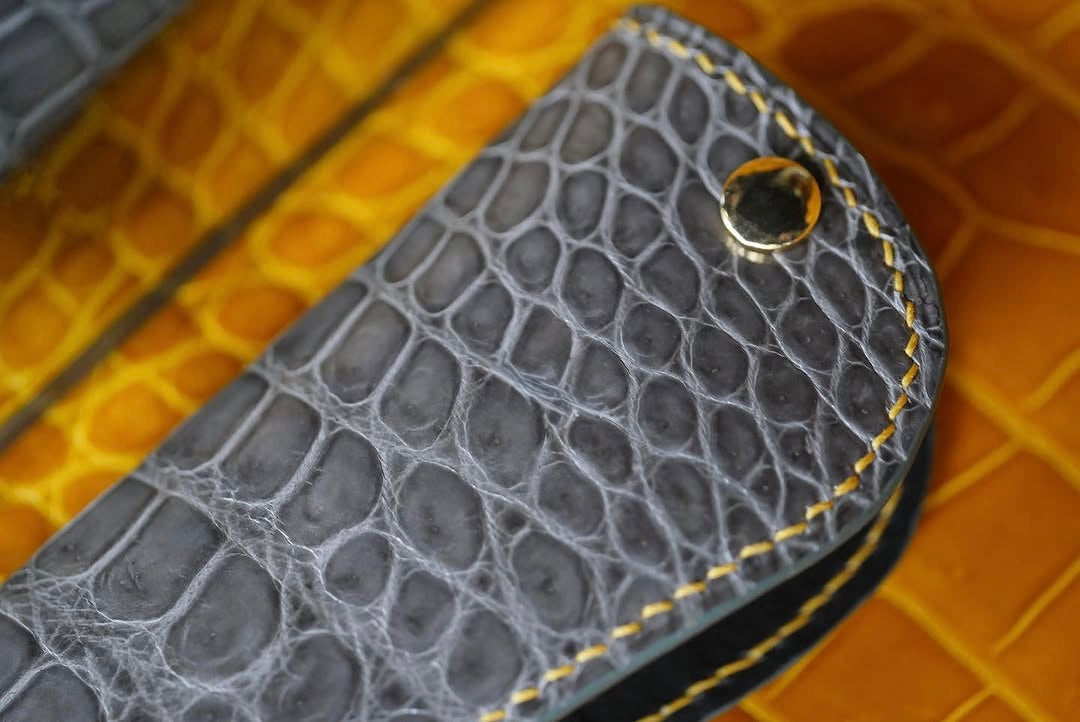 ETK BESPOKE GREY CROCODILE KEY COVER FOR PORSCHE — YELLOW DETAILS