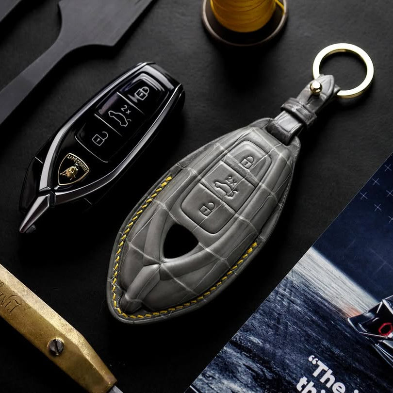 ETK BESPOKE GREY CROCODILE KEY COVER FOR LAMBORGHINI — YELLOW DETAILS